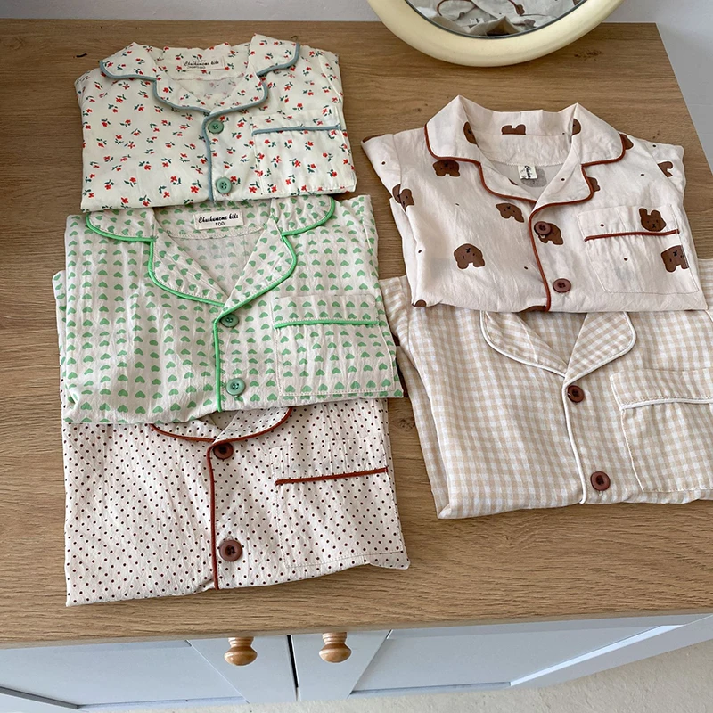 Cotton Kids Pajamas Korean Print Summer Sleepwear