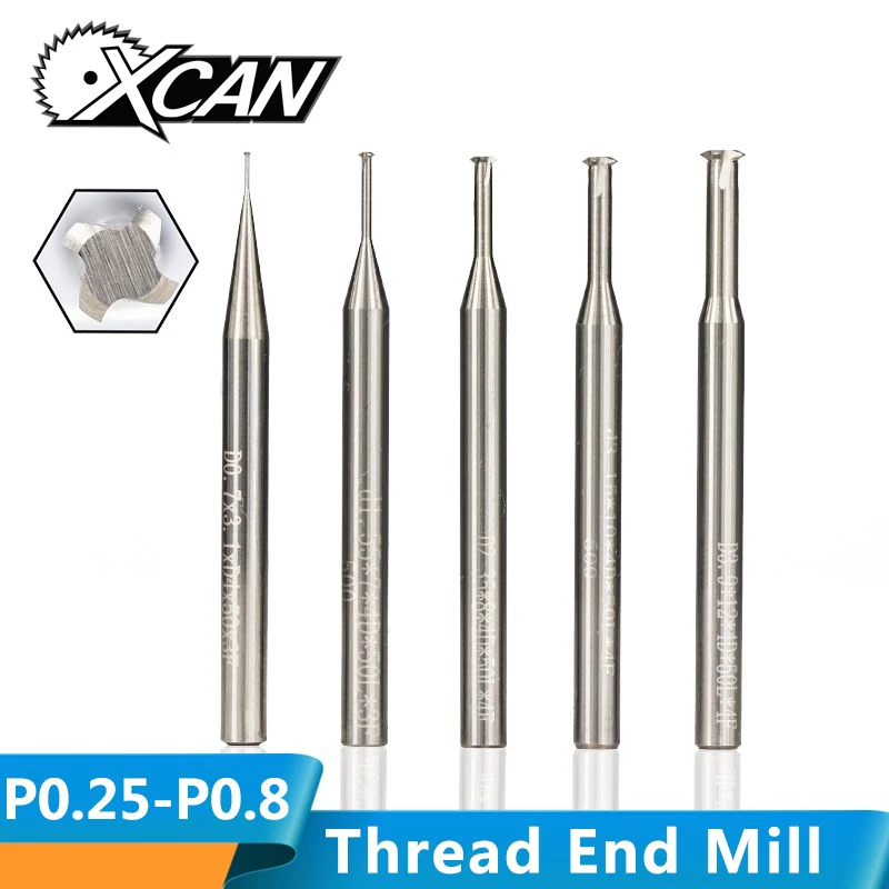 XCAN 1 шт. P0.25-P0.8 4 мм сверло из твердого сплава Концевая Фрезы с ЧПУ фрезы с головкой