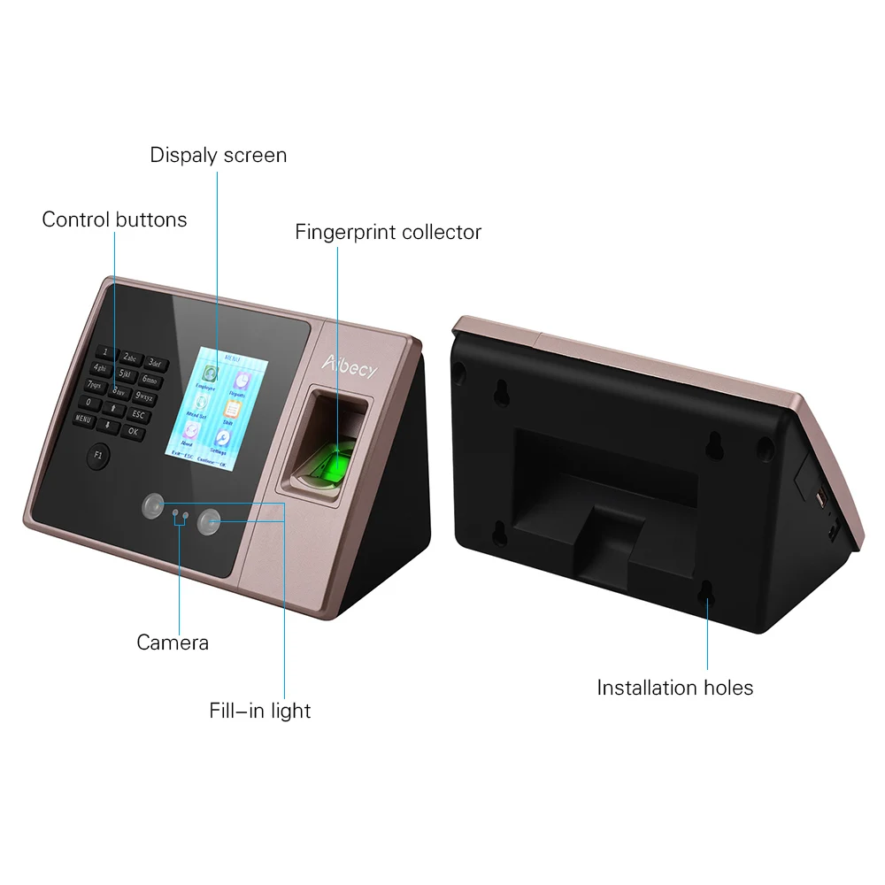 Multi-language Biometric Fingerprint Time Attendance Clock Recorder Employee Recognition Recording Device Electronic Machine
