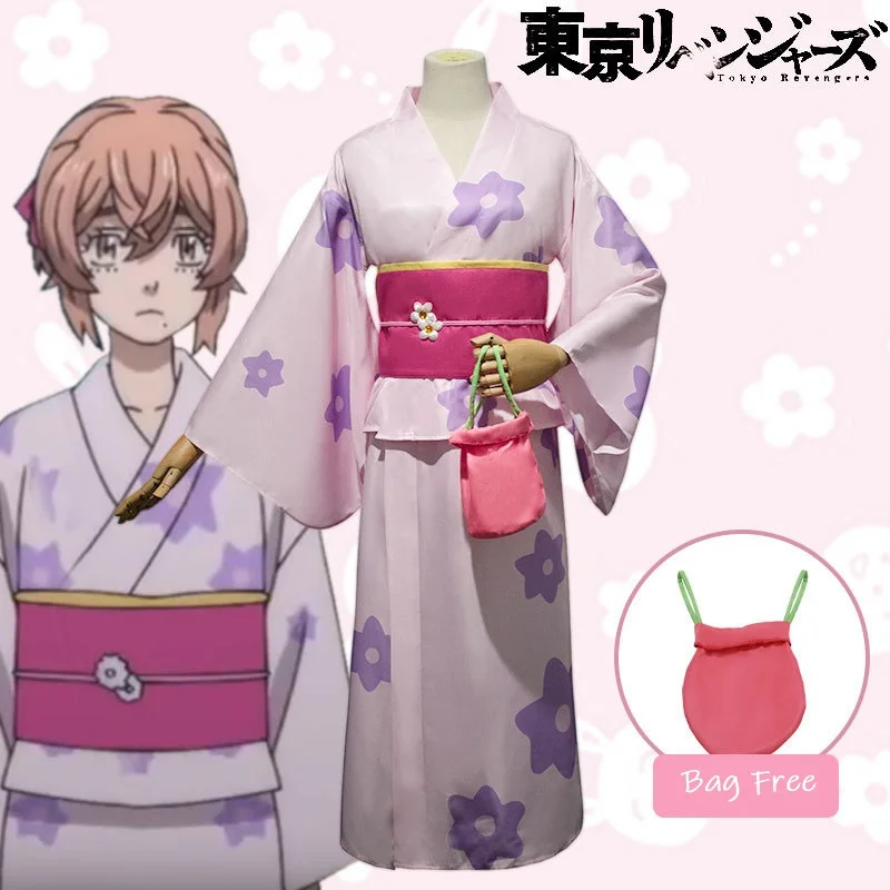 

Anime Tokyo Revengers Hinata Tachibana Cosplay Outfit Women's Kamado Cosplay Halloween Costume Full Suit Kimono
