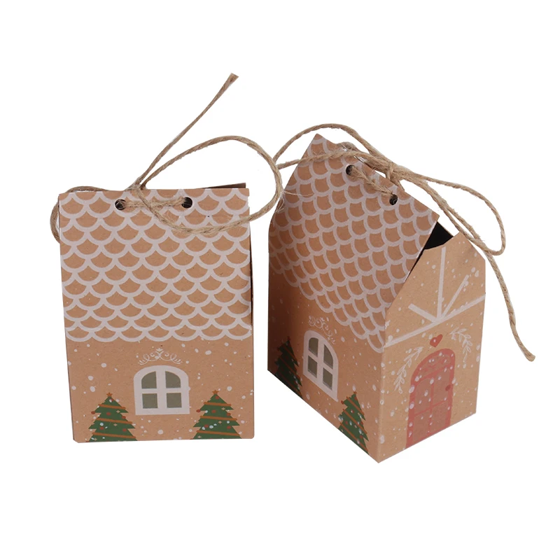 20 шт Рождественская подарочная коробка в форме домика коробка для конфет бумажные коробки рождественские Navidad Упаковочные пакеты печенья натальные Новогодние украшения для рождественской вечеринки