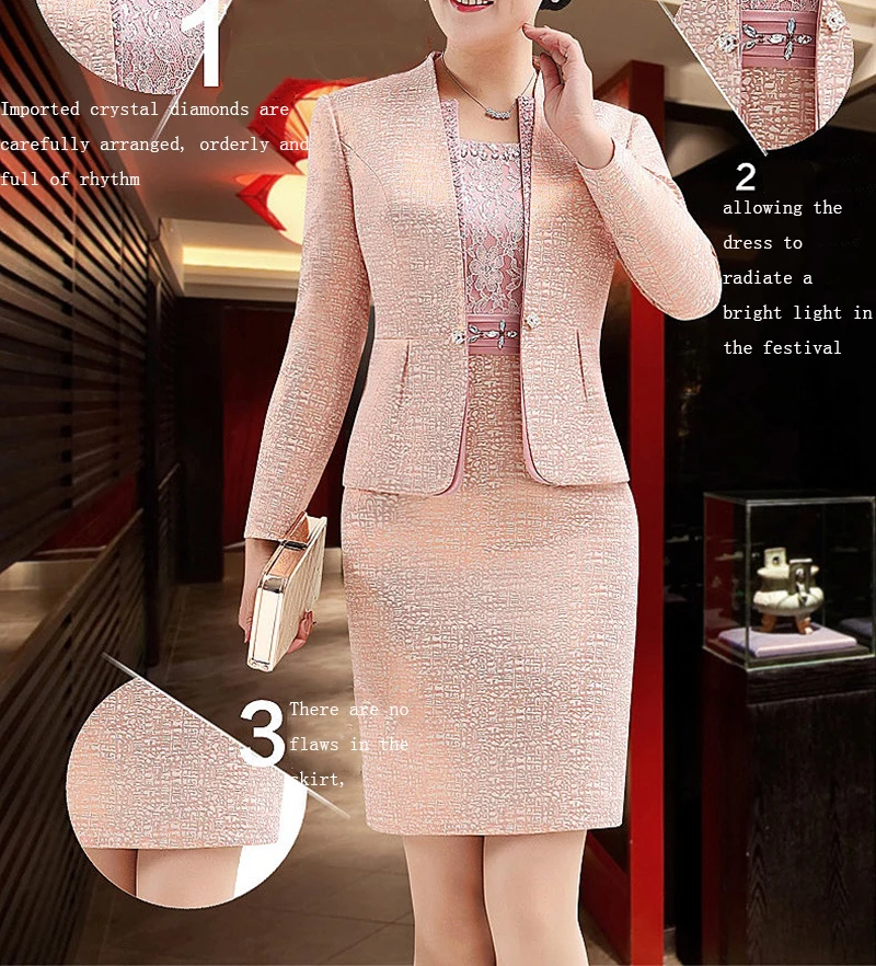 Lace Mother of the Bride Dresses Knee Length 2 Piece Jacket Wedding Party Groom Gown