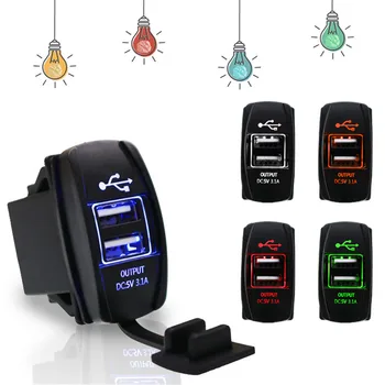 

12v-24v 3.1A Dual USB Socket Charger Power Adapter Car Motorcycle USB Cigarette Lighter Adapter Outlet 2 Ports Truck ATV Boat