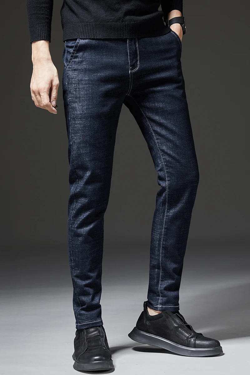 Зимние джинсы мужские брюки модные обтягивающие джинсы черные теплые джинсы Уличная одежда синие повседневные облегающие джинсы мужские зимние плотные джинсы