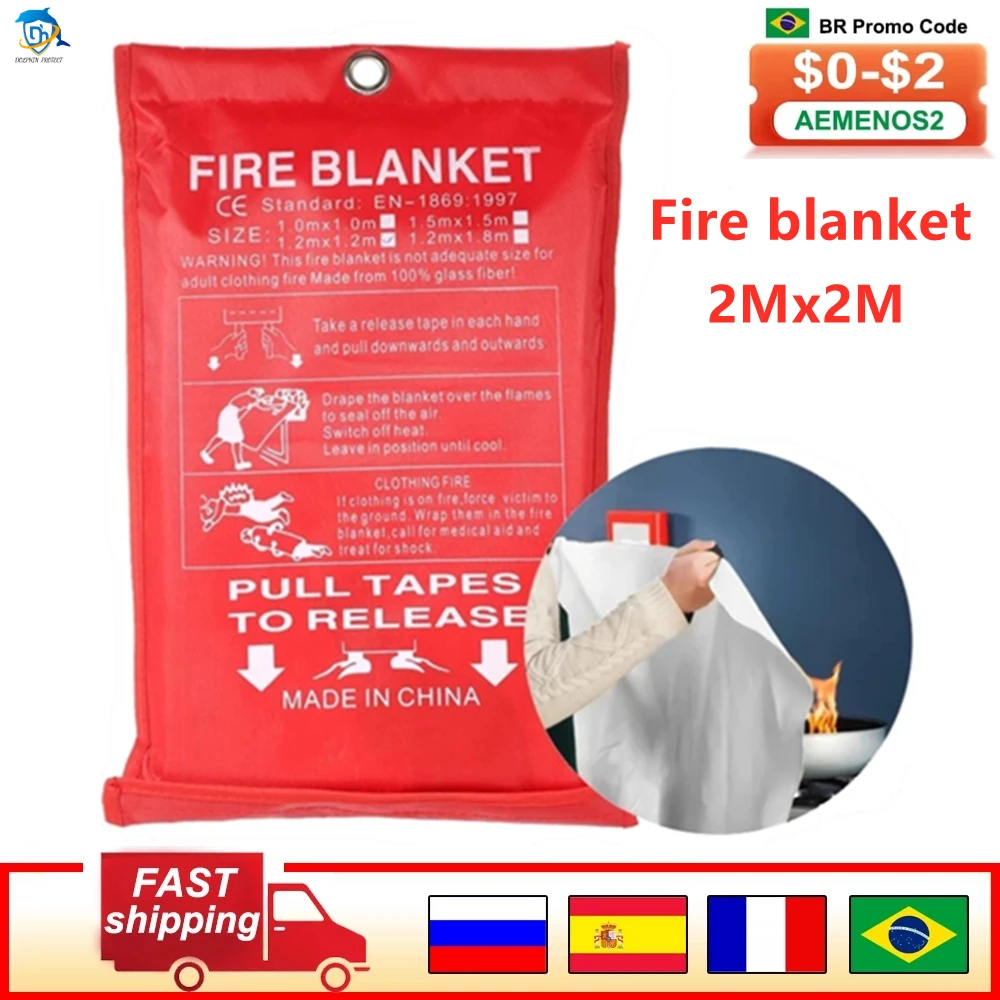 electric smoke alarm 2M x 2M Fireproof Blanket, Fiberglass Fireproof and Flame Retardant Emergency Survival Refuge Safety Cover Fireproof Emergency B smoke and carbon monoxide alarm