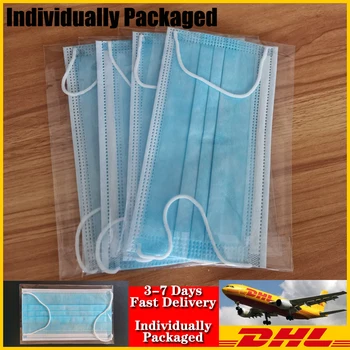 

Disposable Masks Medical Mask 3-Plyer Anti-Dust Meltblown Cloth Surgical Masks Individual Packag Elastic Earloop Mouth Face Mask