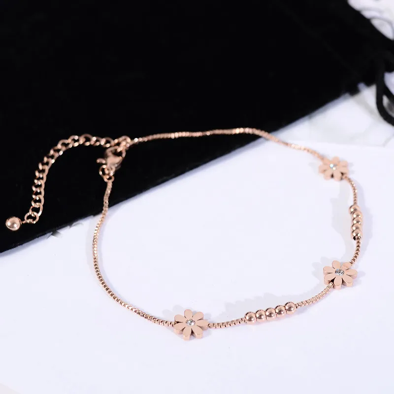 YUN RUO модный розовое золото цвет Маргаритка браслет женский подарок на день рождения 316 титановая сталь ювелирные изделия не меняют цвет Прямая