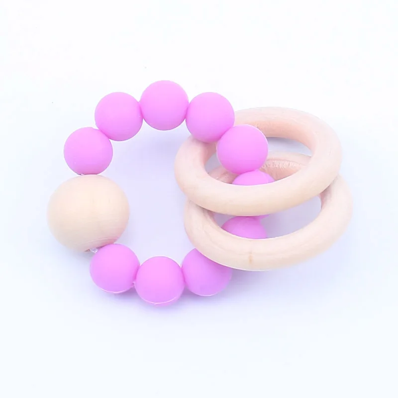 Teething toys wooden teether baby nursing bracelets and rattles