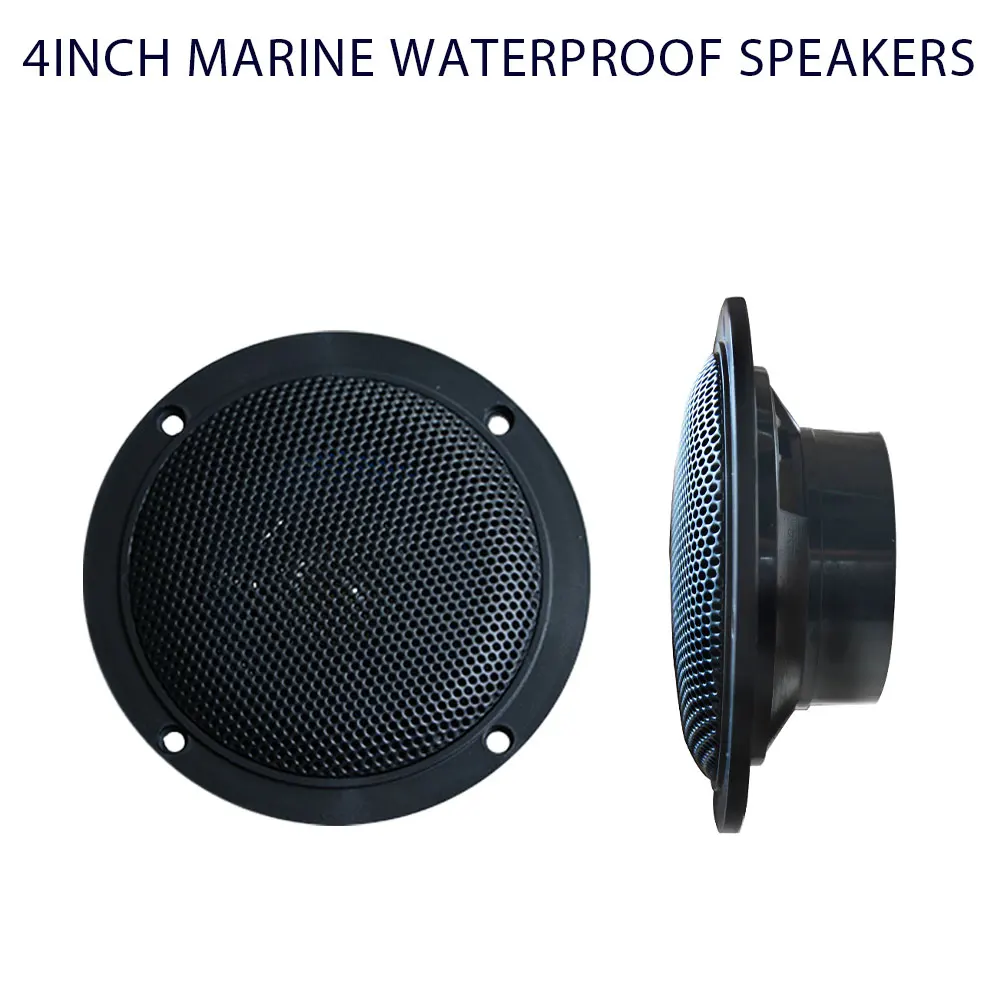4Inch Waterproof Marine Speakers Dual Full Range Stereo Black Outdoor