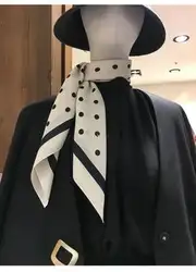 2019 Новый Модный женский шарф люксовый бренд в полоску и горох чистый шелк с рисунком шаль шарфы платки квадратные головные шарфы