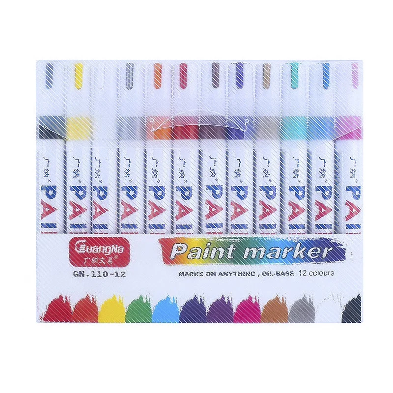 

12 Colors Paint Markers Pen Permanent Marker White Waterproof Pens Car Tyre Mend Paint Pen Oily Color Graffiti Tyre Pen