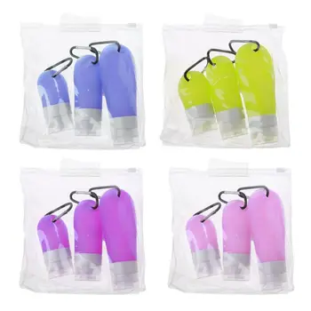 

Portable Silicone Refillable Containers Squeezable Reusable Hand Sanitizer Empty Travel Bottles with Keychain Carriers