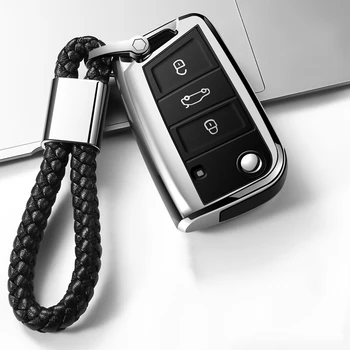 

2020 New Soft TPU Protection Car Key Case Auto Remote Key Cover Shell For Volkswagen Golf 7 VW Passat Accessories keychain