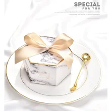 Шестигранный серый Marbling Свадебные картонные подарочные коробки для конфет Детская Игрушка В ванную вечерние украшения шоколадный подарок упаковочные коробки