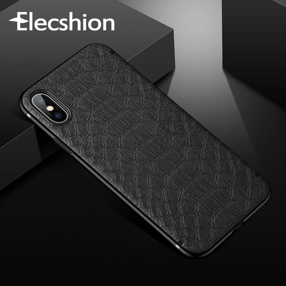

Crocodile Leather Phone Case With Magnetic For iPhone 7 8 X XR Soft TPU Plain Cover For iPhone XS Max Business Back Protect Case