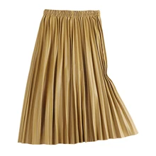 Новая осенне-зимняя облегающая женская бархатная юбка с высокой талией модные тонкие юбки в складку из искусственной кожи для женщин Saias Faldas