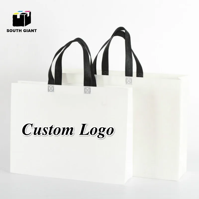 100 шт ламинированные белые большие нетканые сумки ткань с пользовательским логотипом рециркуляции подарок прочный Хозяйственный Мешок