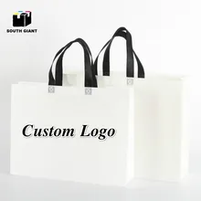 100 шт ламинированные белые большие нетканые сумки ткань с пользовательским логотипом рециркуляции подарок прочный Хозяйственный Мешок