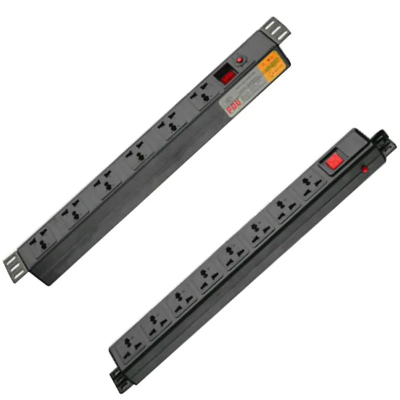 

PDU Cabinet Power Strip with Switch 6/8AC Universal Outlets Lightning Overload Protection Extension Socket 19 Inch Hight Power