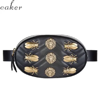 

Caker 2020 Women Sequins Bee Fanny Waist Bag With Belt Rivet Embroidery V diamond lattice Heart-shape Circle Shoulder Bag