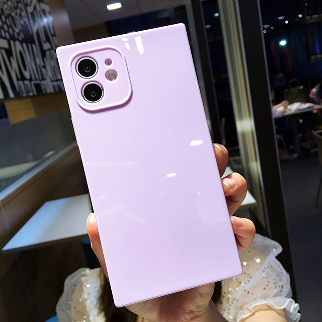 Case For iPhone 12 11 Pro 13Pro Max X XR XS Max 7 8 Plus SE 2020 13 Mini Luxury Square Design Candy Colors Soft TPU Cover