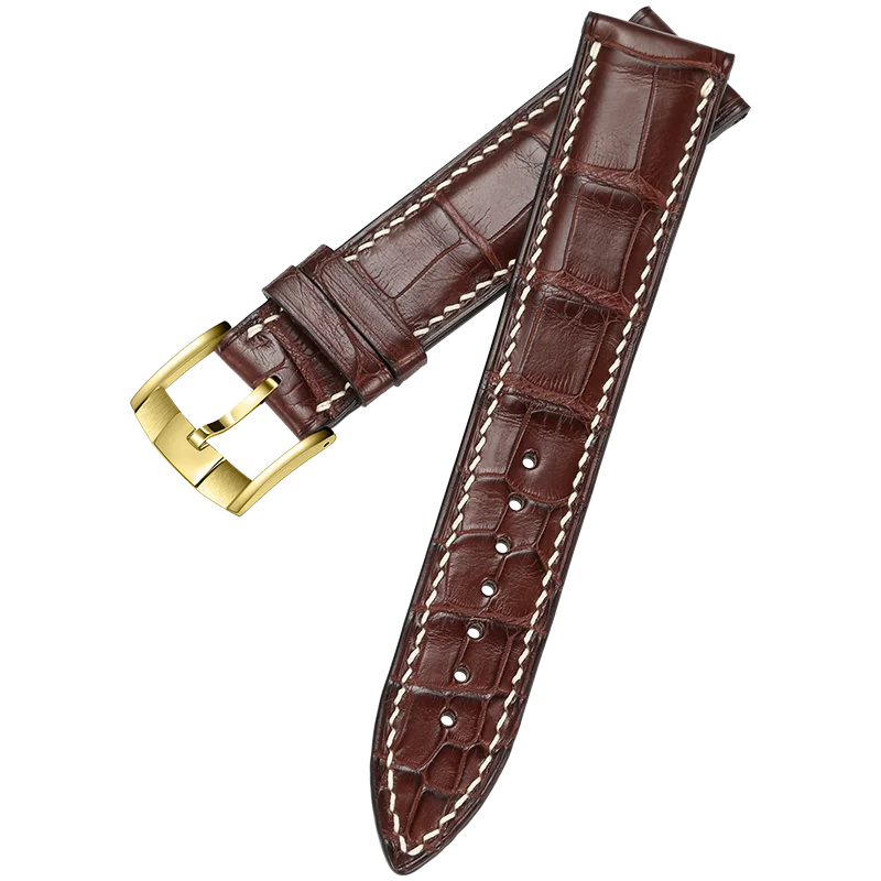 Brown beige-G Часы CHIMAERA WatchbandsCustom, ремешок для часов из настоящей французской кожи аллигатора, ремешок для часов, браслет на запястье - Цвет ремешка: Brown beige-G