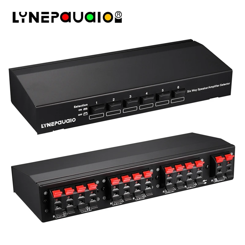 Lynepauaio Switcher, 1 In 6 Out Or 6 In 1 Out, Speaker Switcher Selector Comparator,12-Awg Speaker Cable, Which Support 100W Amp
