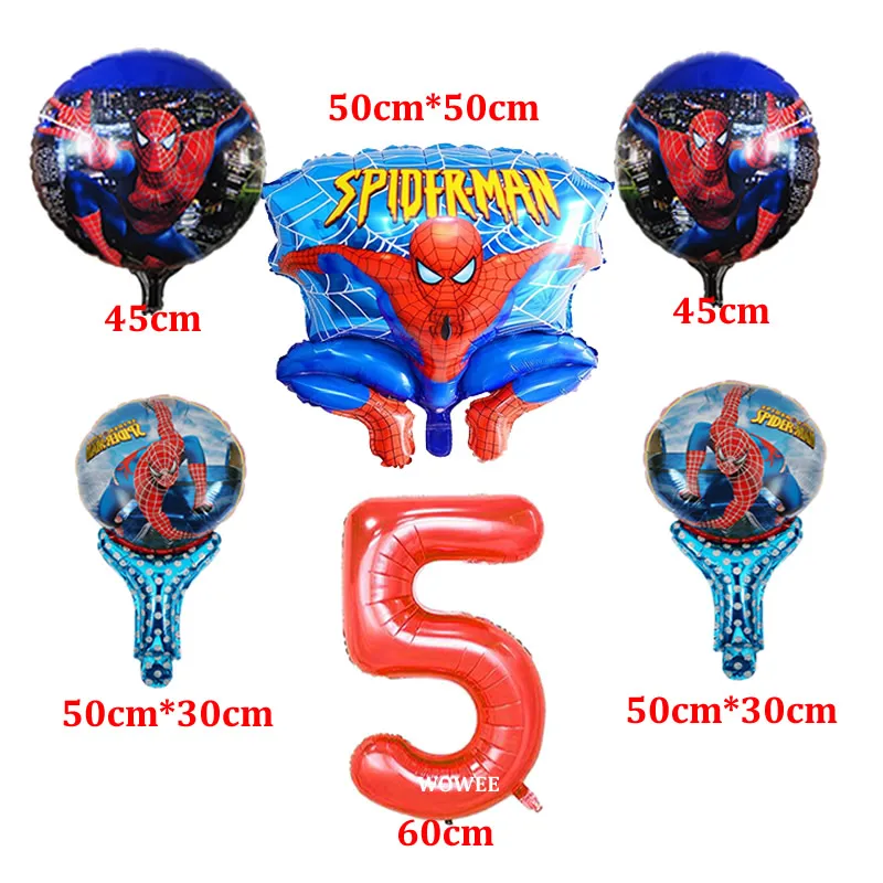 6pcs balloon 5 Супергерой Человек-Паук День Рождения принадлежности скатерть воздушные шары сувениры дети человек паук тематическая вечеринка на день рождения украшения мальчик набор - Цвет: 6pcs balloon 5