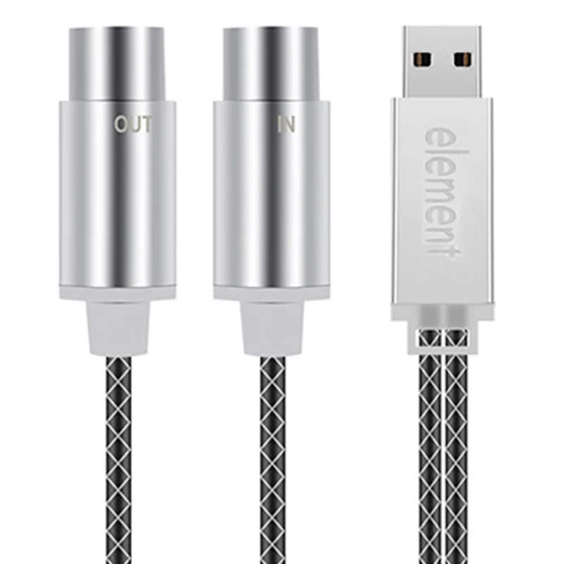 Elemento ao Conversor Midi com Luz Chip de Processamento Escudo de Metal Cabo Midi In-out Interface Profissional Indicadora Ftp Usb