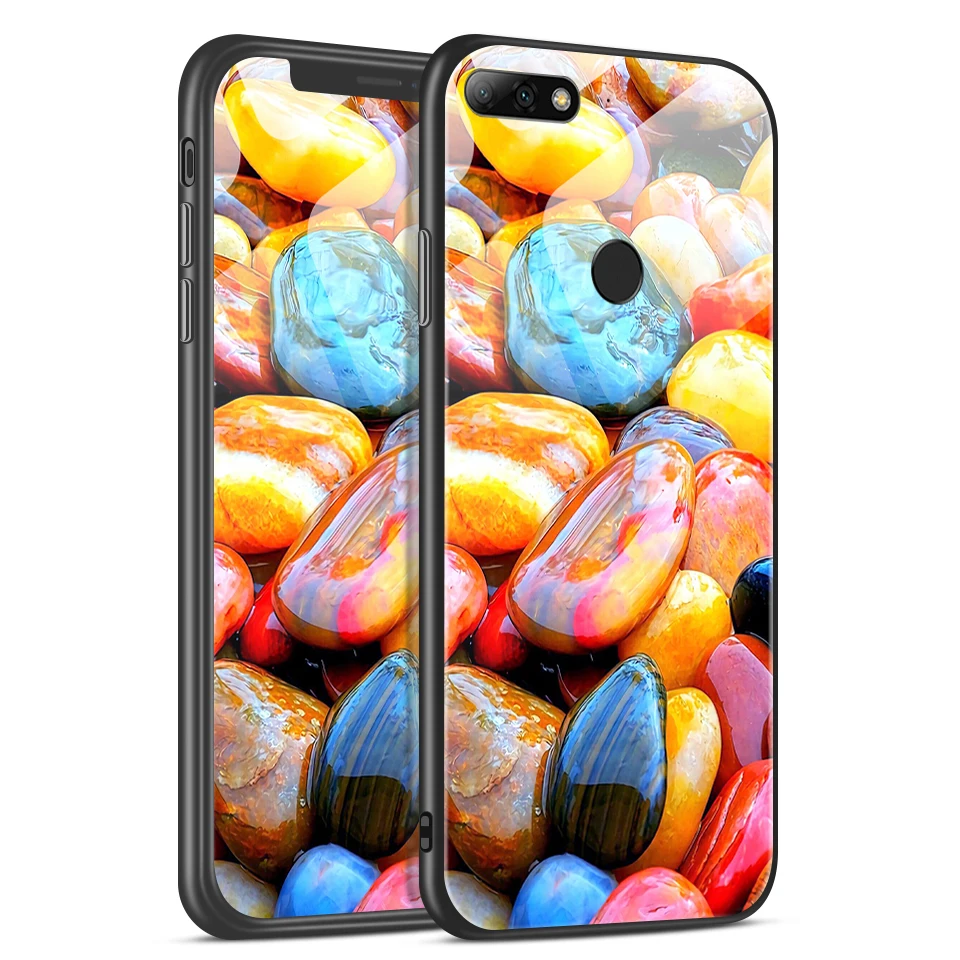 H140 Для huawei Y7 Prime /Enjoy8 ТПУ Мягкий край задняя крышка из закаленного стекла чехол для телефона huawei Enjoy 9/9 S полная защита оболочки - Цвет: H140