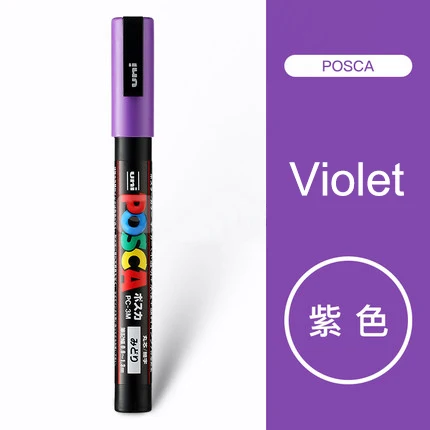 purple 1 шт., Uni Posca маркер, PC-3M, ручка для рисования, Студенческая краска, граффити, офисные принадлежности, тонкая Tip-0.9mm-1.3mm - Цвет: purple