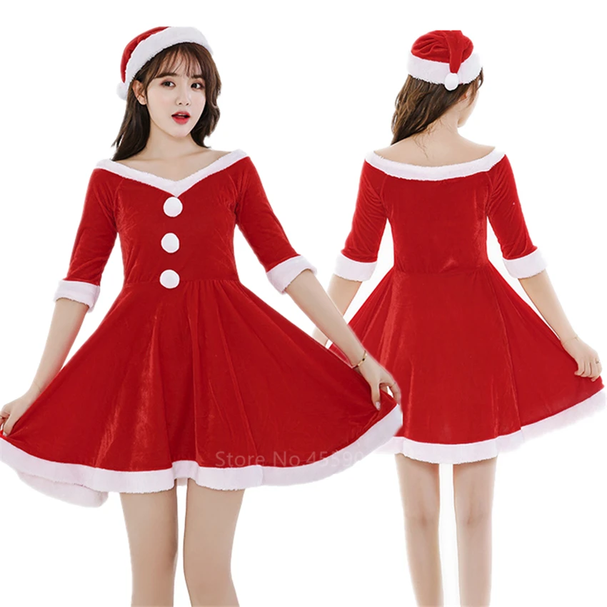 

Christmas Party Cosplay Santa Claus Costumes for Adult Women Red Xams Grinch Elf New Year Red Performance Clothing