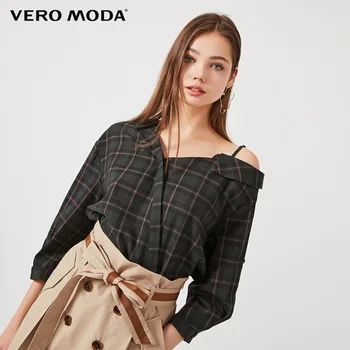 

Vero Moda Women's 100% Cotton Plaid Off-the-shoulder 3/4 Sleeves Shirt | 319231567