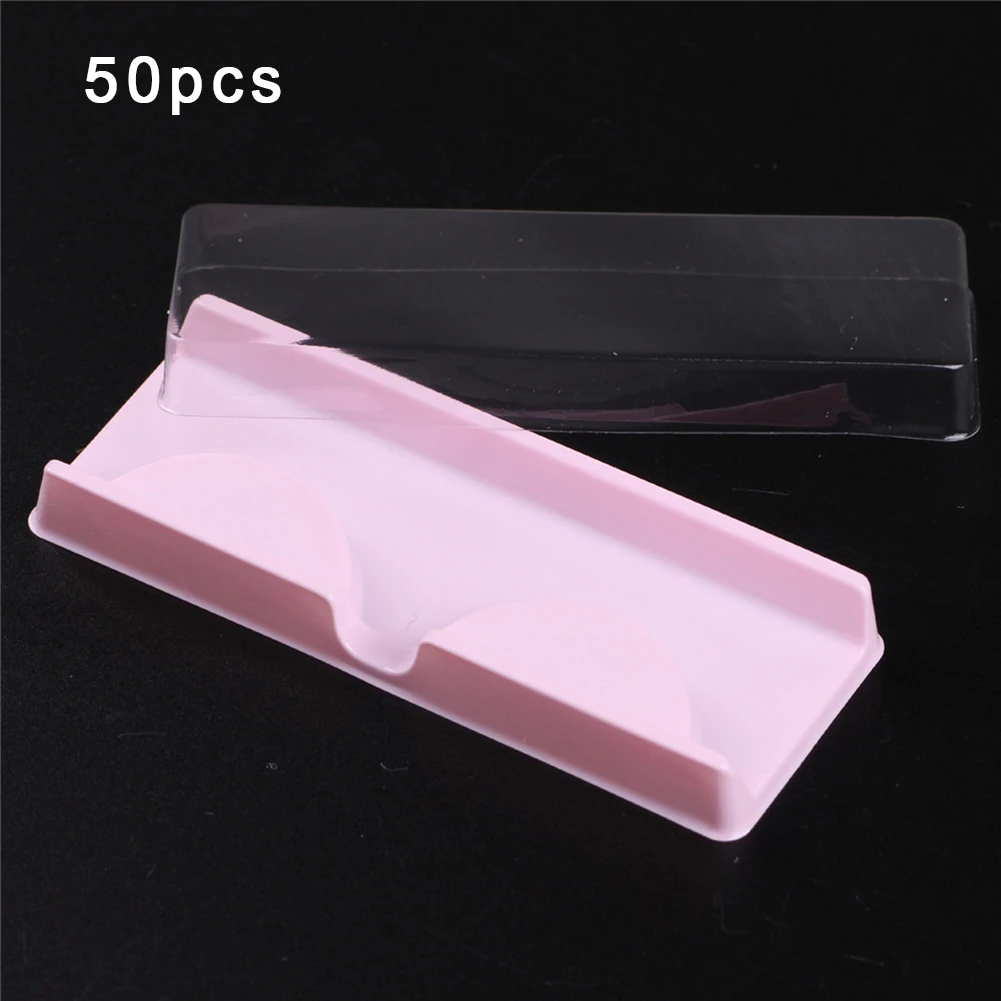 Pink 50 комплектов, чехол для ресниц, упаковочная коробка для ресниц, пустые ресницы, пластиковая упаковка, прозрачная крышка, белый поднос, чехол для макияжа - Цвет: Pink
