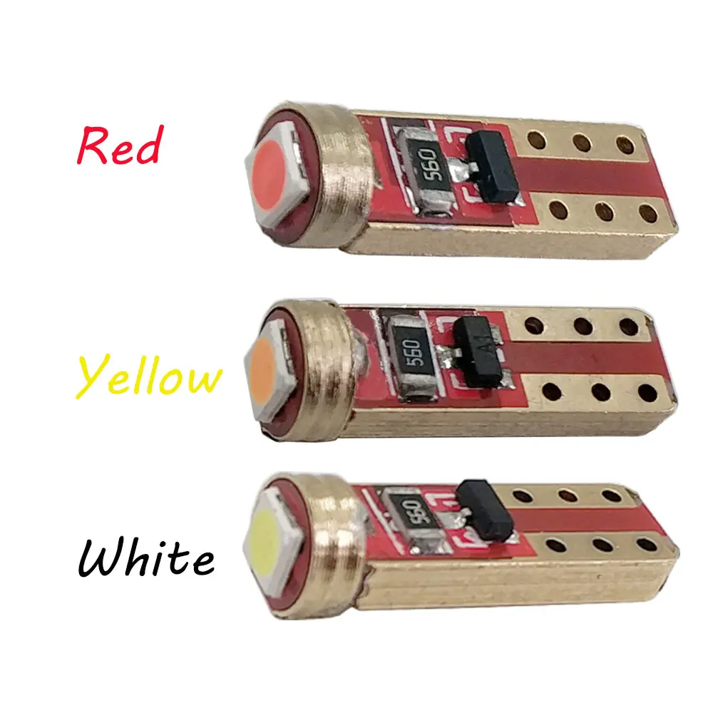 2 шт. T5 светодиодный W3W 1SMD 3030 салона инструмент, световой индикатор приборной панели, Wedge Bulb, авто лампа Нет полярности Белого красного и желтого цвета 12