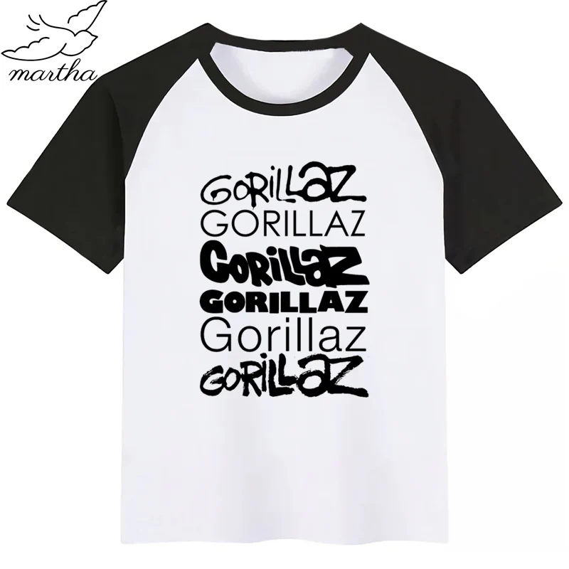 BlackT Gorillaz/детская футболка; летние топы для мальчиков и девочек; повседневная детская футболка с короткими рукавами и принтом с героями мультфильмов; детская одежда - Цвет: BlackT