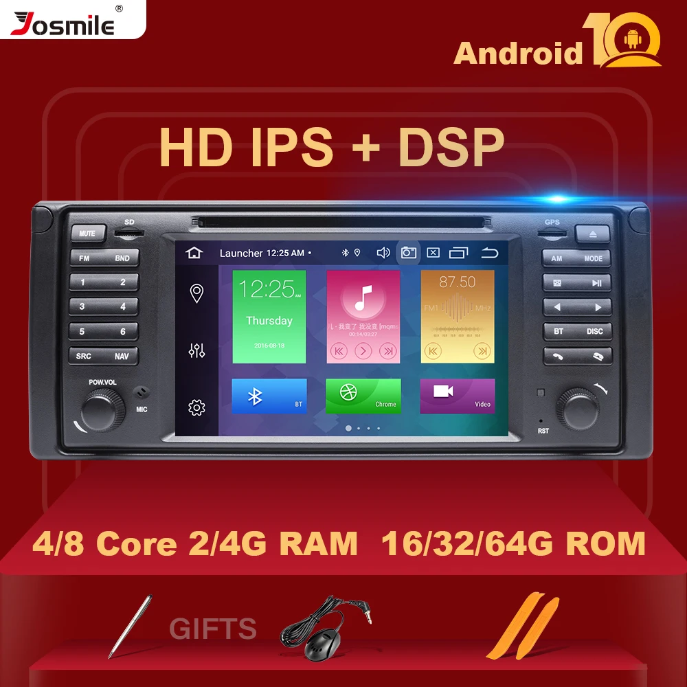 IPS DSP 1 Din Android 10 Автомобильный DVD плеер для BMW X5 E53 GPS стерео аудио навигация