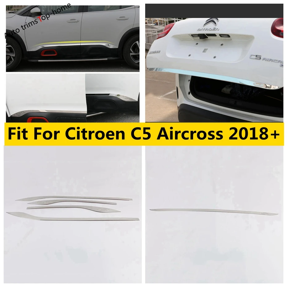 Accesorios de inoxidable Citroen C5 Aircross 2018 2022, inferior del maletero trasero/tira de la cubierta del cuerpo de la puerta lateral|Estilo cromado| -