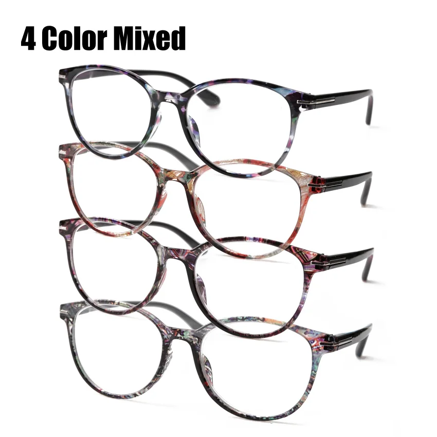 SOOLALA 4 шт. круглые очки для чтения «кошачий глаз» Для женщин очки с оправой для пресбиопии очки+ 1,0 1,5 2,0 2,5 3,0 3,5 4,0 - Цвет оправы: 4 Color Mix