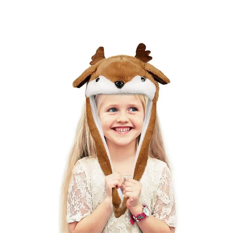 

Luminous Christmas Hat Moving Ear Plush Santa Claus Elk Type Kids Child Cap Toy Close Knitting and Meticulous Weaving