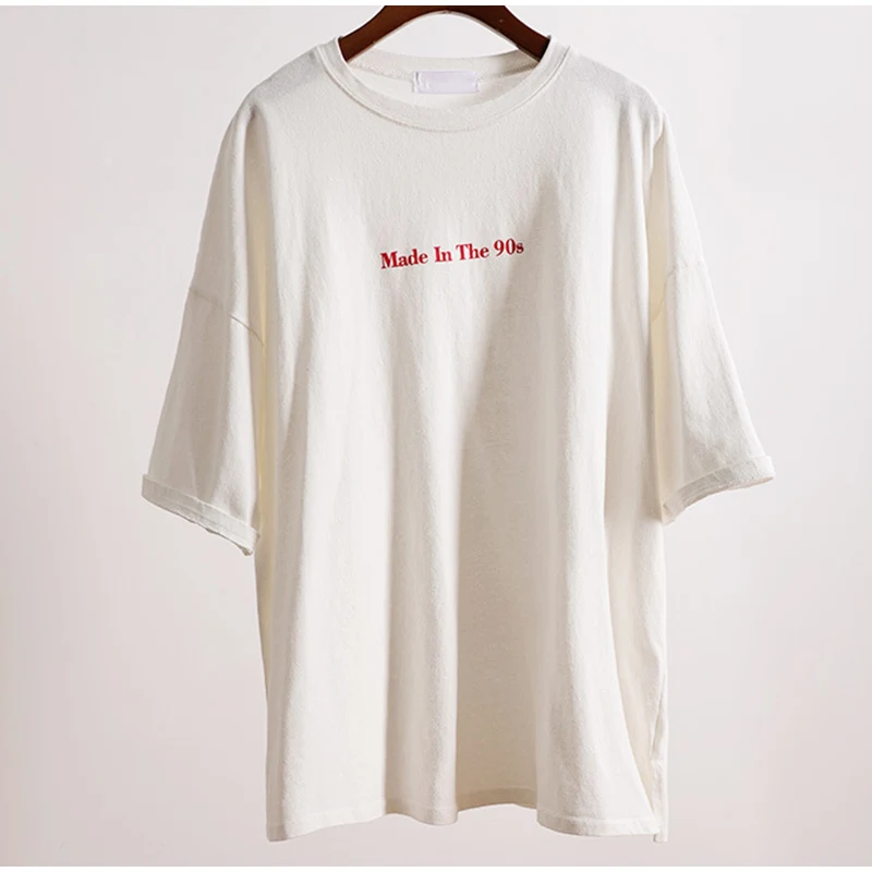 90 s, женские свободные футболки с буквенным принтом, с коротким рукавом и круглым вырезом, белые женские футболки, хип-хоп летние женские повседневные топы