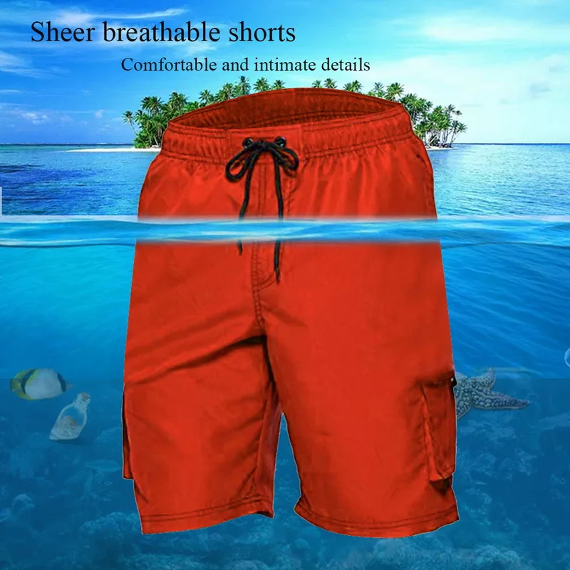 Летние повседневные мужские шорты Карго с несколькими карманами, короткие штаны, одноцветные, на завязках, Модные Качественные тонкие пляжные шорты, уличная одежда