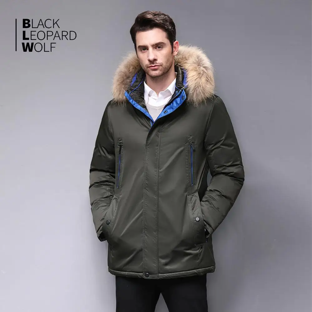 Blackleopardwolf Зимняя мужская куртка модное пальто толстая парка для мужчин аляска отстегивается роскошная верхняя одежда с мехом пуховик для мужчин BL-1120M
