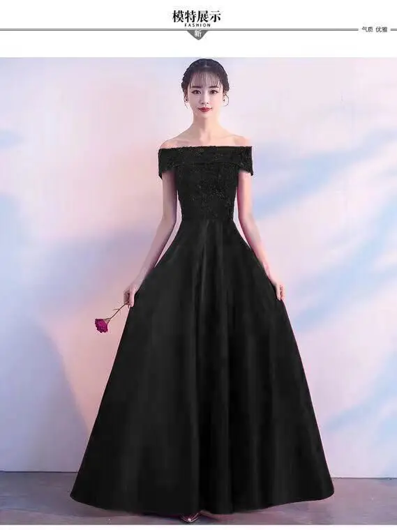 

Off-Shoulder Dress for Toast Bride 2019 New Style Winter Nobility Elegant Long Marriage Small Evening Dress