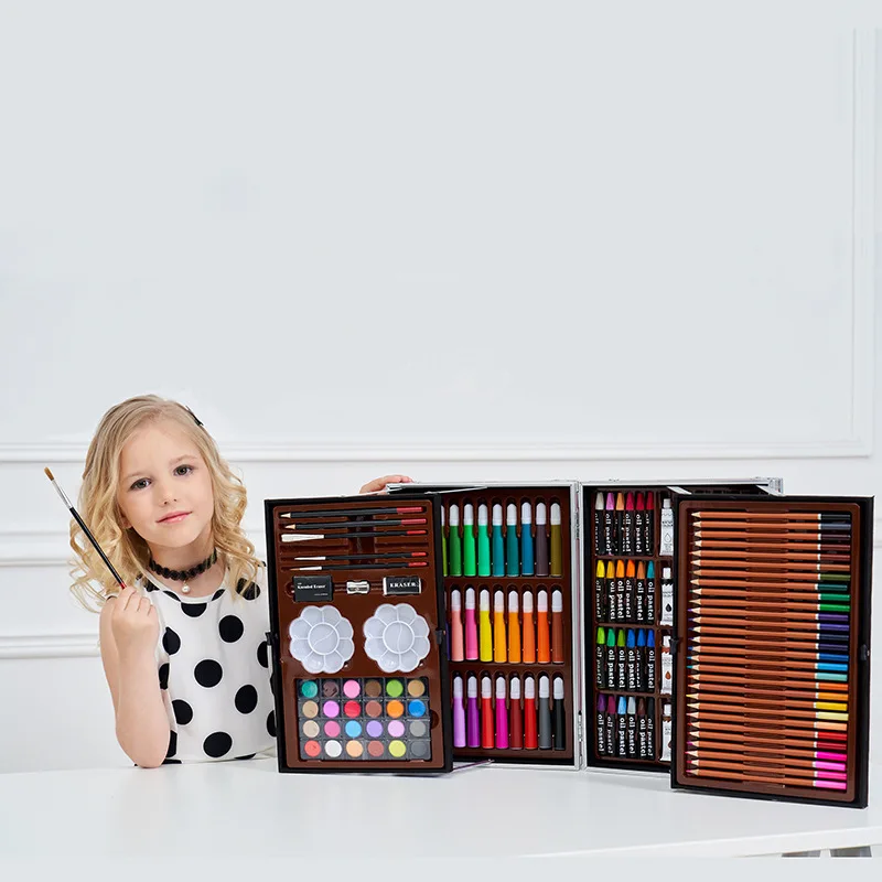 US $70.06 145 Marker Pen Painting Watercolor Pen Set Childrens Oil Painting Sketch Pencil Crayon Pen Set Childrens Gift Art Supplies