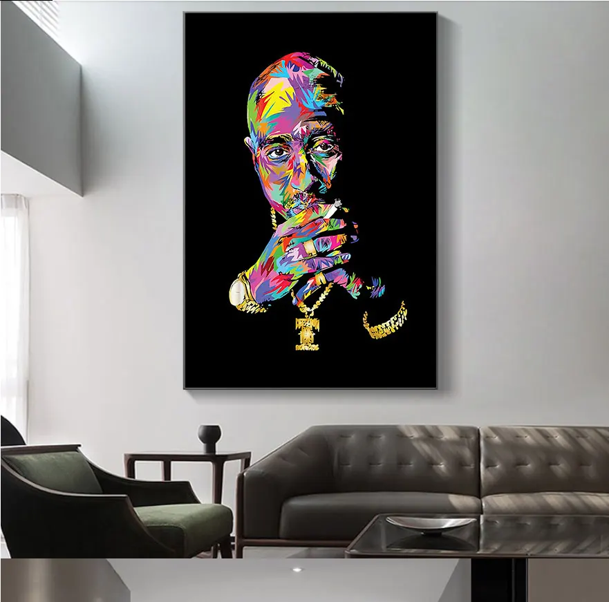 

Colourful Man Wearing Gold Necklace and Watch Picture Canvas Painting Decor Oil Painting Poster Modern Wall Art Home Decor