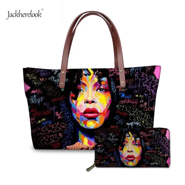 2 шт./компл. модный набор женских сумок искусство Африканский Американский черный девушка печать женские сумки сумка кошелек монеты телефон сумка - Цвет: YQ1902AL-Z21