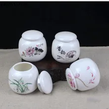 Ручная роспись керамических чайных банок, маленькие портативные мини банки для зеленого чая, герметичные банки для хранения порошковой мази, резервуары для хранения чая для путешествий