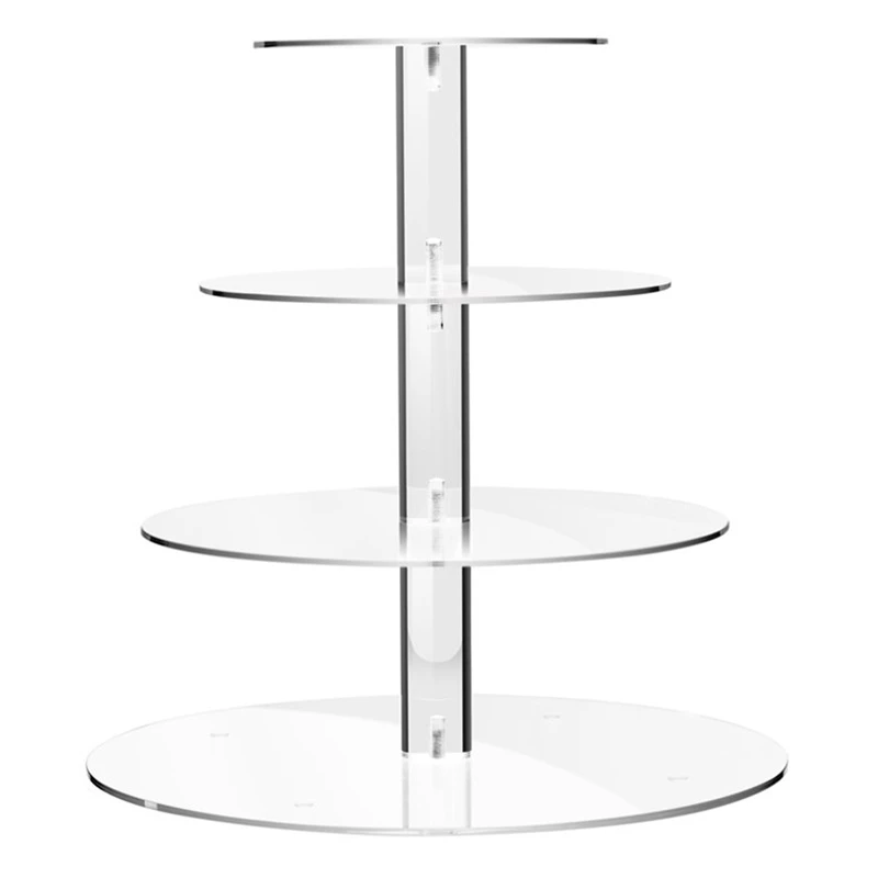 

4 Tier Round Acrylic Cupcake Display Stand,Wedding Party Dessert Stand Tree Tower -Clear Display Holder Tree