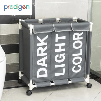 

Large Rolling Laundry Basket Organizer 3 Grid Large Laundry Box Dirty Bags Clothes For Hamper Waterproof Storage Bin Laundry